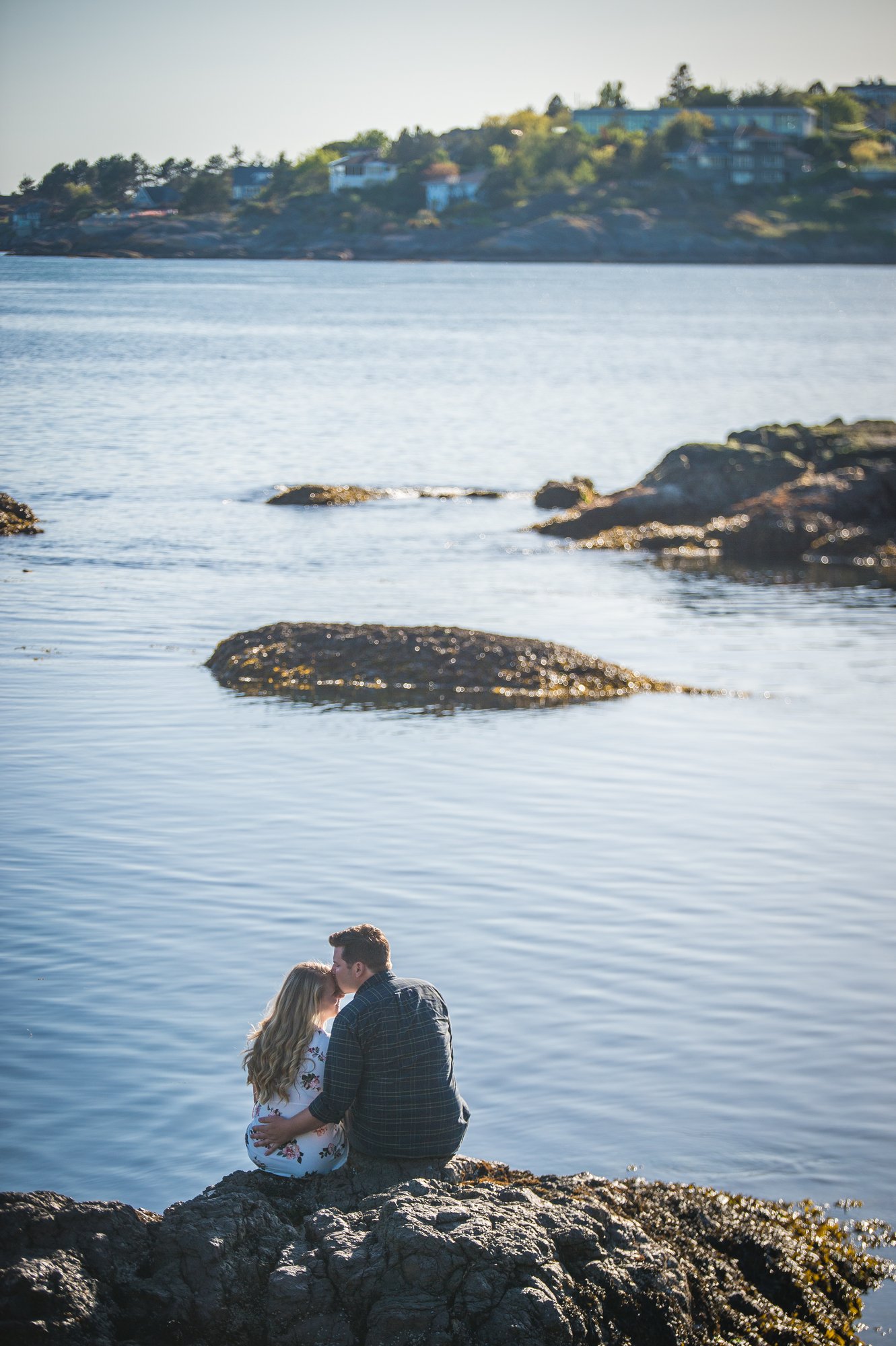 Alik and Amanda together during their engagement session at Beacon Hill Park in Victoria