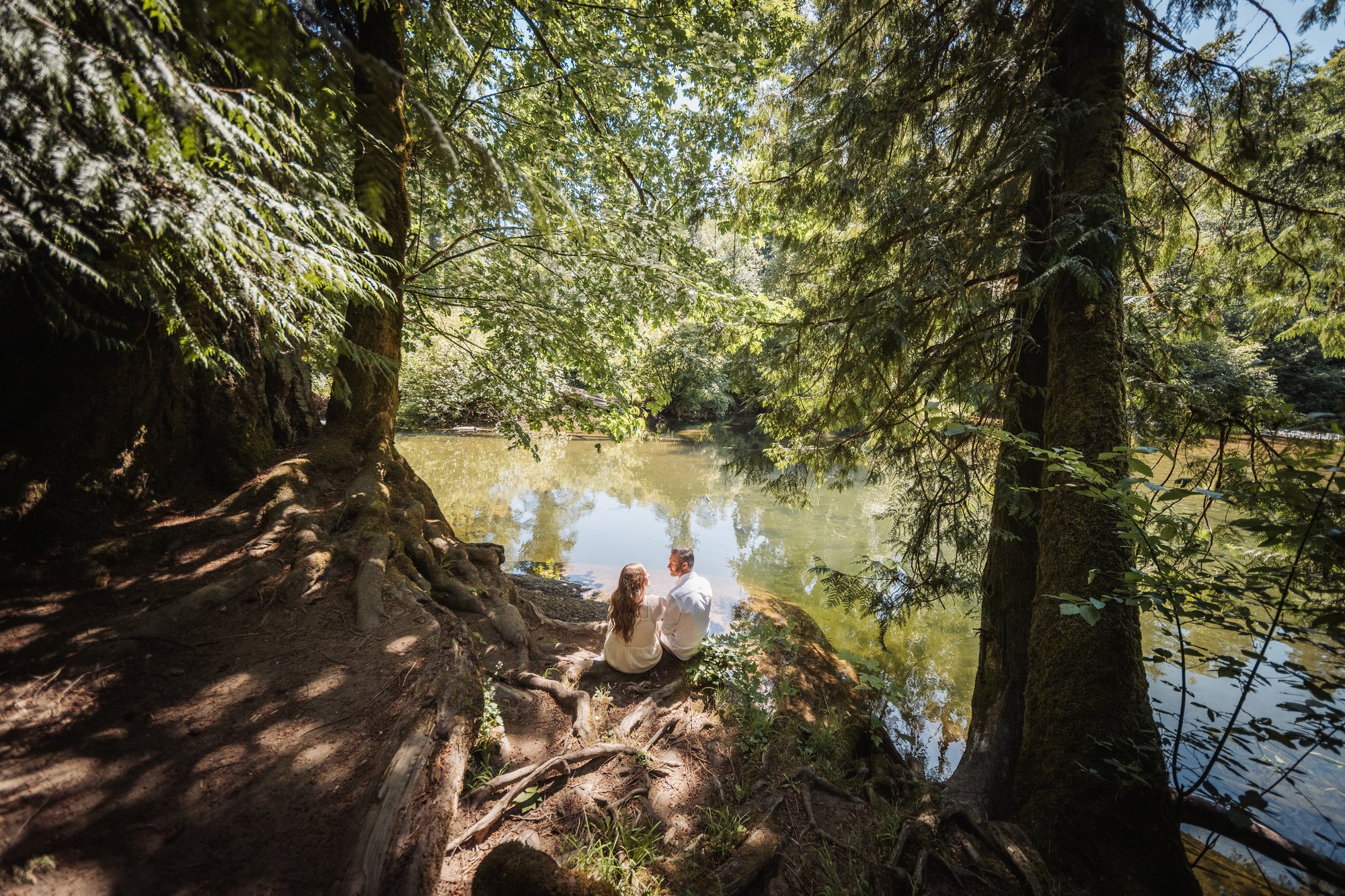 Mikaila and Geordie together among the trees at Bright Angel Regional Park
