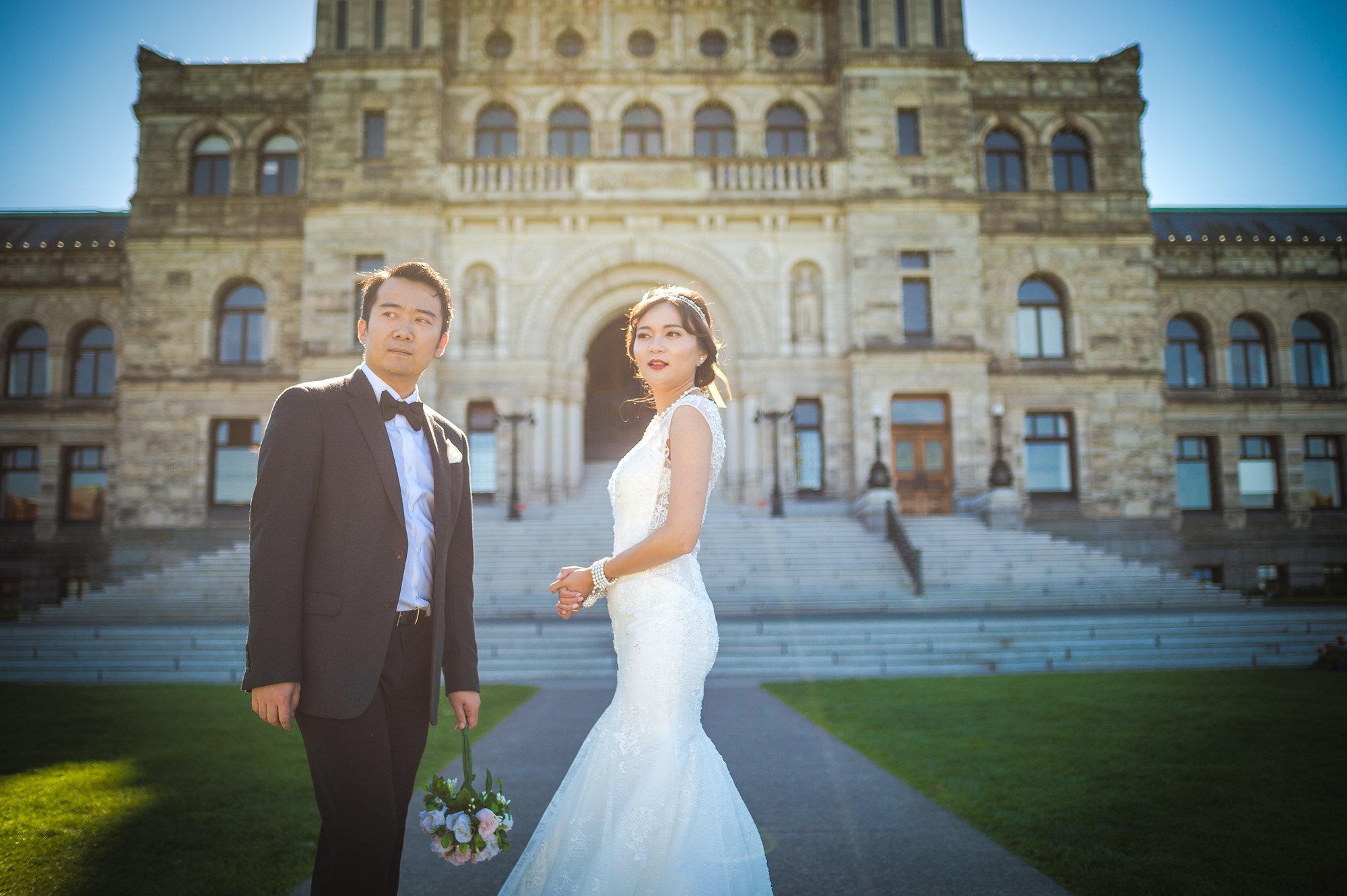 Shine and Dave together during their pre-wedding session in Victoria, BC
