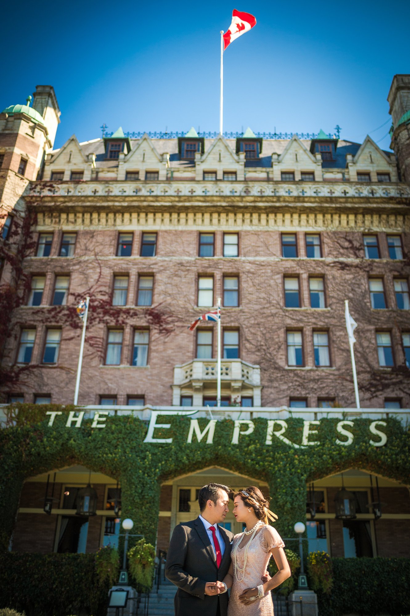 Shine and Dave together during their pre-wedding session in Victoria, BC