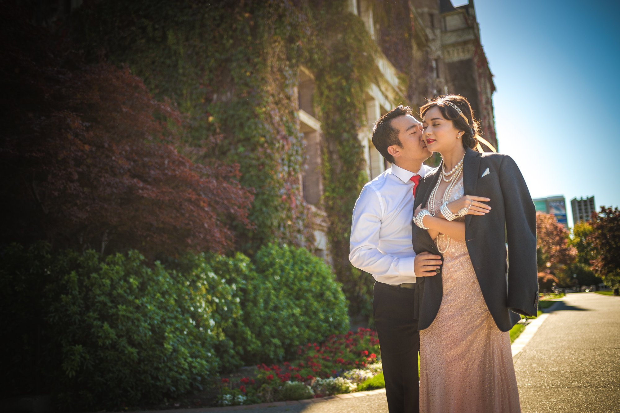 Shine and Dave together during their pre-wedding session in Victoria, BC